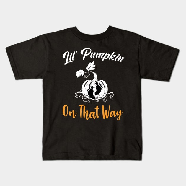 Lil Pumpkin On The Way - Girl Fall Baby Shower Pumpkin Kids T-Shirt by WassilArt